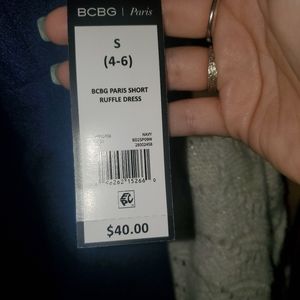 NWT BCBG Paris navy blue ruffle dress